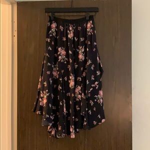 Joie Silk Black Floral Skirt